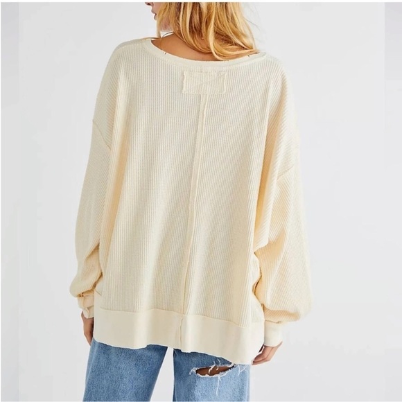 Free People Santa Clara Thermal Long Sleeve top in Alabaster  Size m NWT - Picture 2 of 7